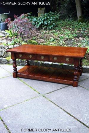 Image 36 of TAYLOR & Co STRESSED OAK THREE DRAWER POTBOARD COFFEE TABLE