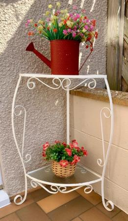 Image 1 of Retro Wrought Iron and glass stand