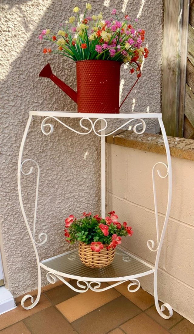 Preview of the first image of Retro Wrought Iron and glass stand.