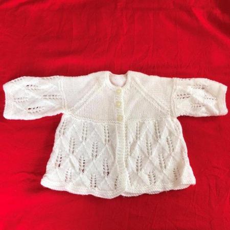 Image 1 of UNWORN vintage 1990's white hand-knitted matinee jacket.