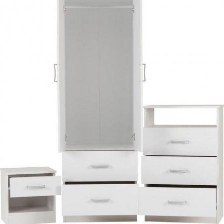Image 1 of POLAR 2 DOOR WARDROBE  CHEST AND BEDSIDE -  WHITE