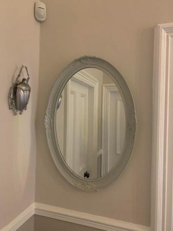 Image 2 of Mirror. Ornate framed pale grey painted mirror.