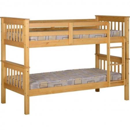 Image 2 of NEPTUNE BUNK BED IN NATURAL PINE WITH WINCHESTER MATTRESSES