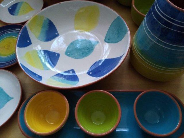 Preview of the first image of Colourful painted terracotta serving & tableware BNIB £8-£15.