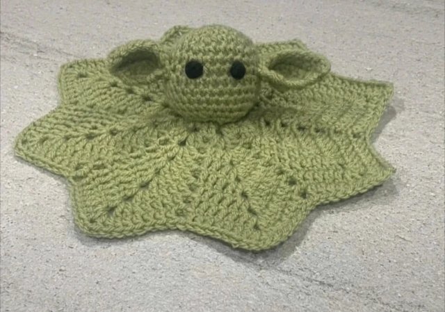 Preview of the first image of Handmade baby Yoda snuggle blanket.