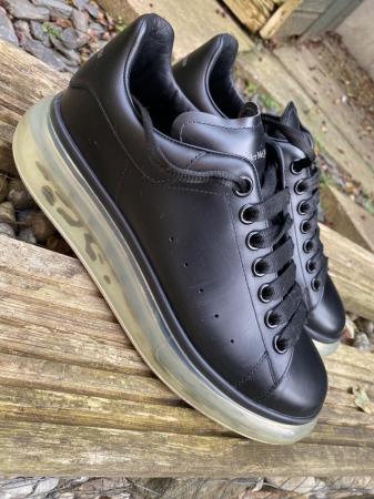 Image 2 of Black Leather Alexander McQueen Chunky Trainers Size 6