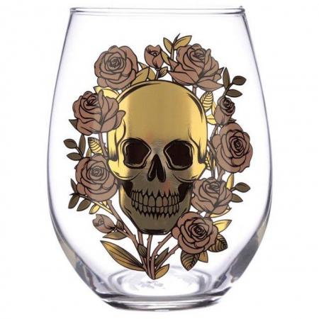 Image 3 of Fun Skulls & Roses Glass Tumbler Set of 2.   Free uk Postage