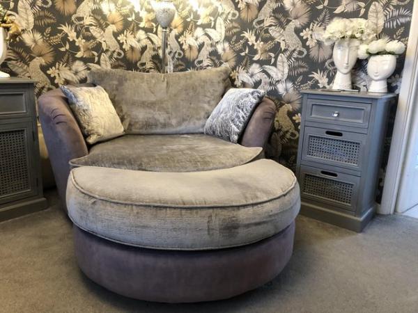 Image 2 of Swivel Cuddle Chair and Stool