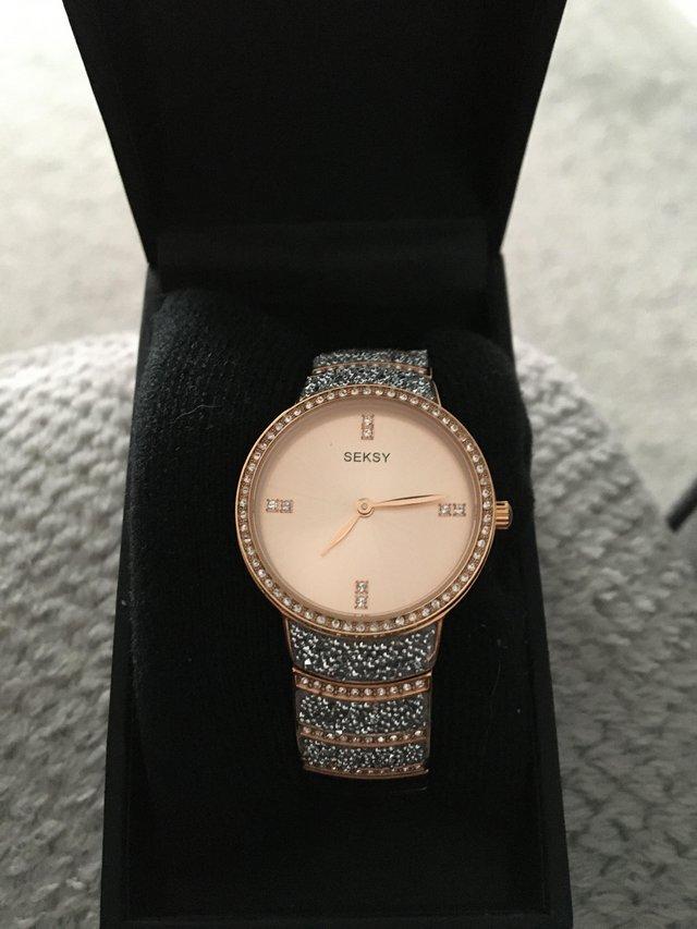 Preview of the first image of Seksy Rocks Rose Gold plated Ladies Watch.