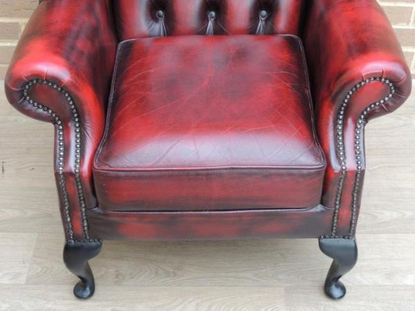Image 9 of Queen Anne Chesterfield Ox Blood Armchair (UK Delivery)