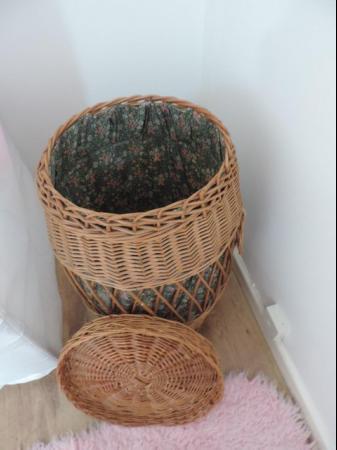 Image 2 of Vintage Country Style Laundry Basket + Fabric Lining.