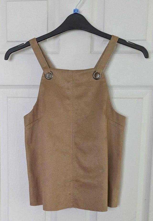 Preview of the first image of Ladies Faux Suede Tan Top By Topshop - Size Uk 8     B29.