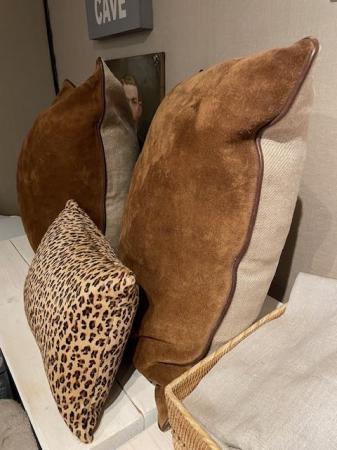 Image 2 of VIntage Suede, linen and leather  cushions