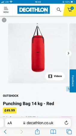 Image 2 of Outshock red punchbag with fixing hook
