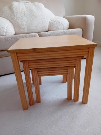 Image 1 of Nest of tables for sale, pine coloured
