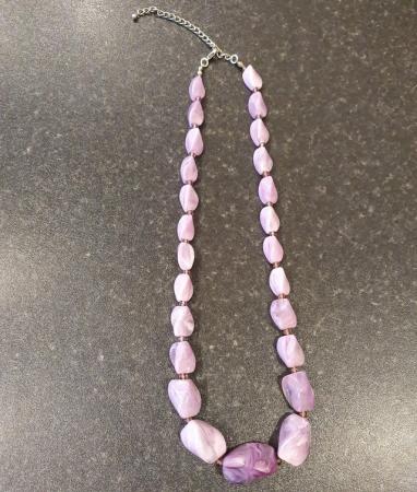 Image 1 of Lilac gemstone costume necklace