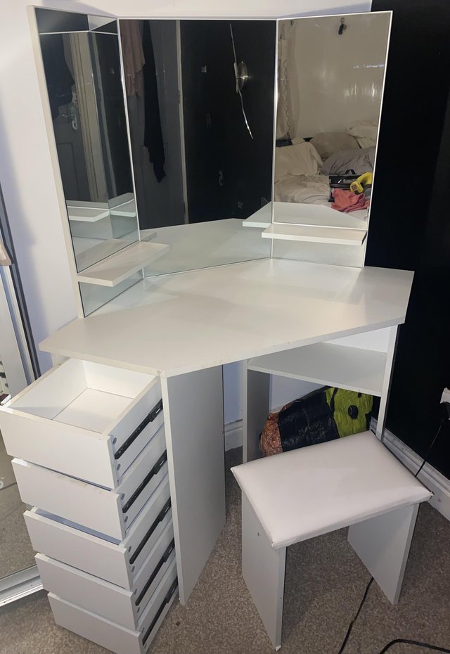 Preview of the first image of Dressing table / Vanity with stool and mirrors.