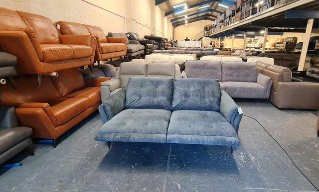 Image 7 of Bolzano blue fabric electric recliner 2 seater sofa