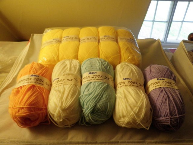 Preview of the first image of 6 x100g DK COTTON LOOK COURTELLE YARN.