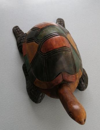 Image 2 of A Fairtrade Wooden Tortoise.Height 7".
