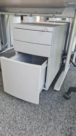 Image 3 of 21 Grey/silver slimline/narrow 3 drawer business pedestal