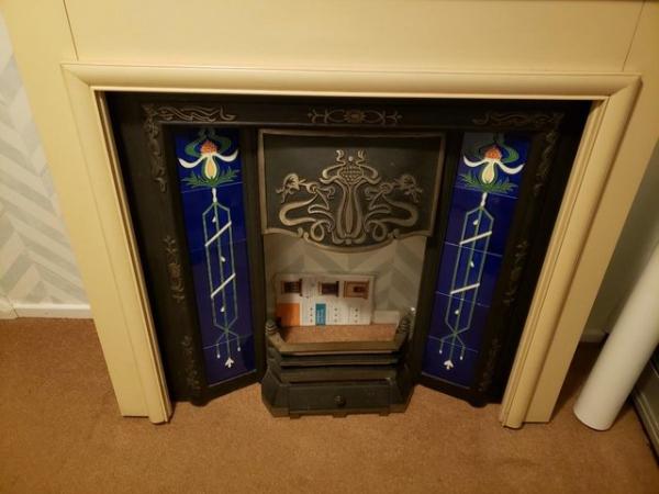 Image 3 of Cast iron tiled fire surround and granite hearth