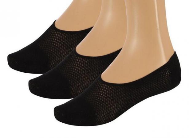 Image 3 of 3 Pairs No Visible Breathable Black Socks | 2-5 UKSize | New