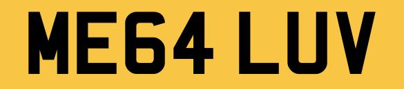 Preview of the first image of ME64LUV LOVE Number Plate Private Personalised Registration.
