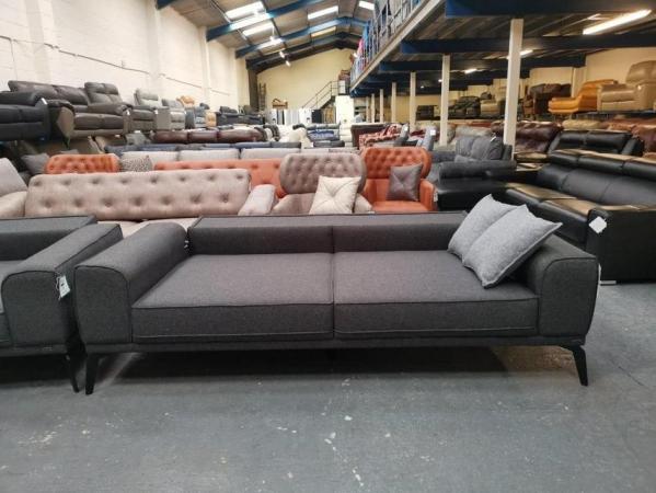 Image 2 of Brand New ZETT PLUS dark grey fabric 3 seater sofa bed