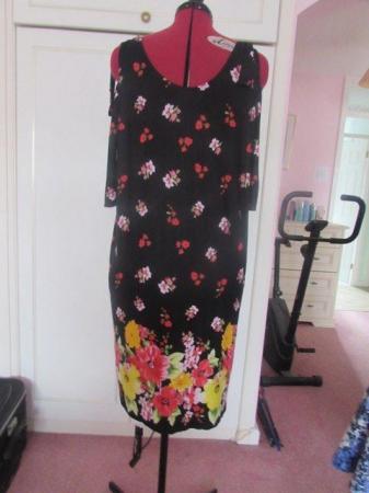 Image 2 of George Size 20 Black floral print cold shoulder dress