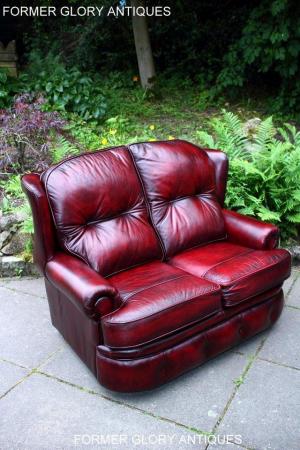 Image 53 of SAXON OXBLOOD RED LEATHER CHESTERFIELD SETTEE SOFA ARMCHAIR