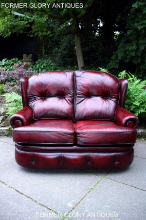 Image 19 of SAXON OXBLOOD RED LEATHER CHESTERFIELD SETTEE SOFA ARMCHAIR
