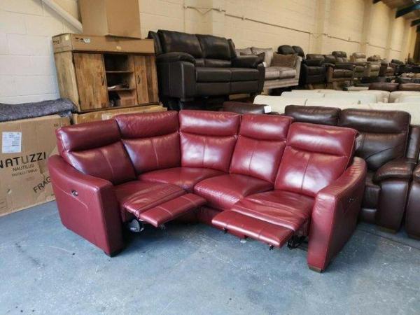 Image 7 of Midi berry red leather electric recliner corner sofa
