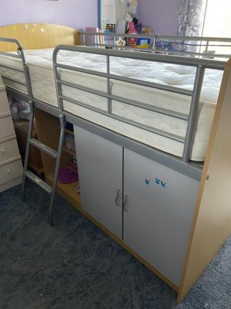 Image 1 of Bed with desk and cupboard