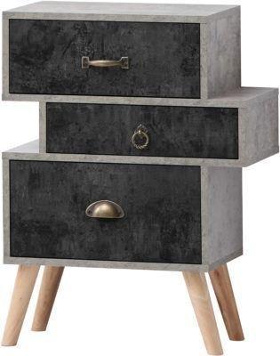 Image 1 of Nordic 3 drawer bedside in concrete/charcoal