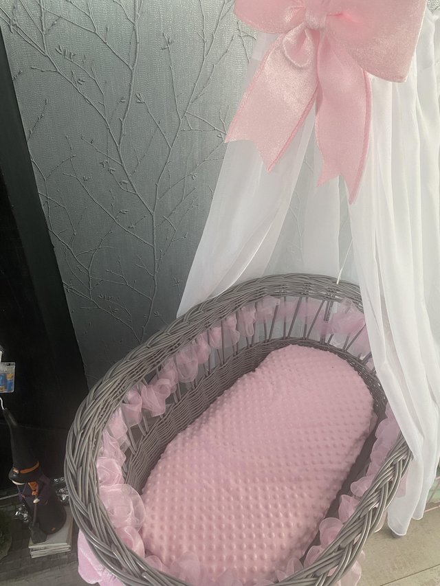 Preview of the first image of Moses basket crib on wheels ex condition.