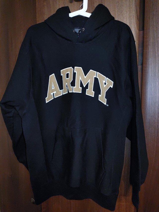 Preview of the first image of Black Hoodie with the logo ARMY.