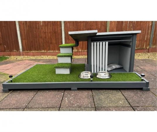 Image 4 of Modern Dog House with Artificial Grass Platform and Roof