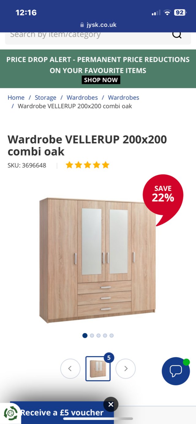 Preview of the first image of jysk vellerup 4 door mirrored wardrobe ## reduced ##.