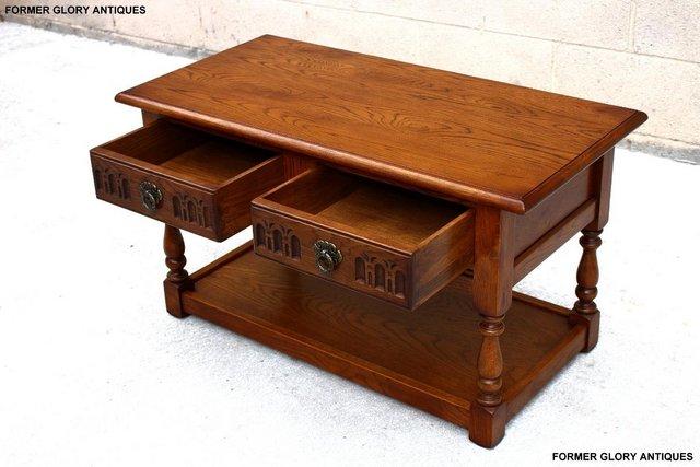 Image 11 of OLD CHARM LIGHT OAK TWO DRAWER OCCASIONAL COFFEE TABLE STAND