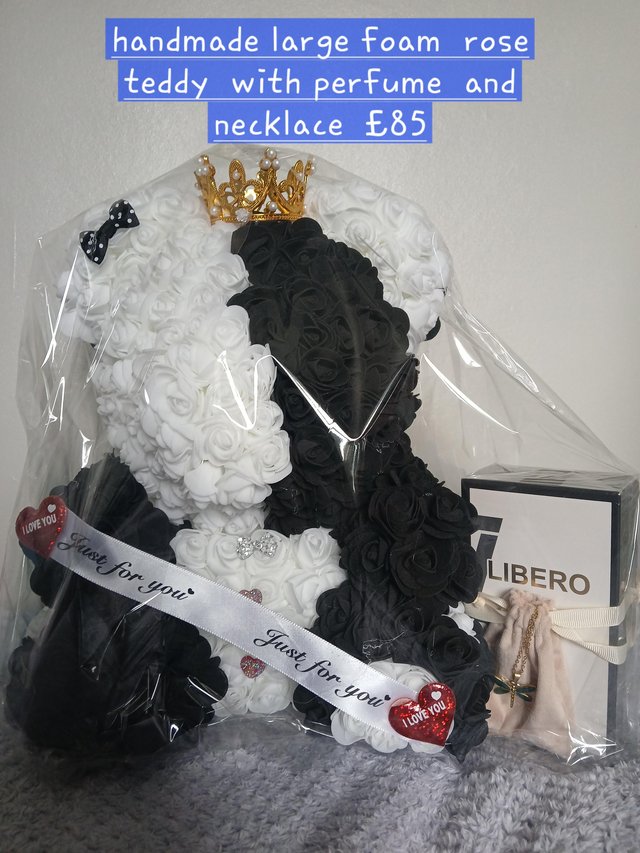 Handmade foam rose teddy with 100ml perfume — photo 3 of 3