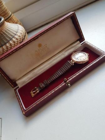 Image 2 of very rare 1915 early rolex 9 ct rose gold trench watch boxed