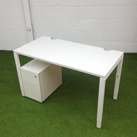 Image 2 of Haworth Height Adjustable Desk, White, W1200mm x D600mm