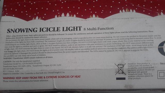 Image 2 of Snowing Icicle Light 8 Multi-Function light string