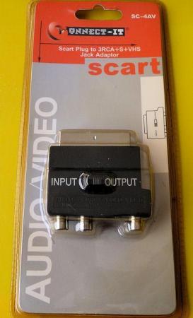 Image 1 of Scart Plug to 3RCA + S + VHS Jack Adaptor ( New )