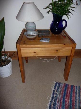 Image 3 of Pine Side Table with Deep Drawer