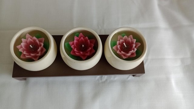 Image 2 of Ceramic Flower Candles On Stand