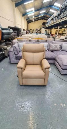 Image 13 of Parker Rise and Lift electric recliner cream leather chair