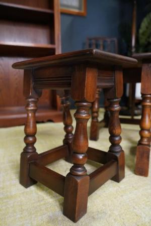 Image 6 of Vintage Old Charm Nested Tables Solid Oak Early 21st Century