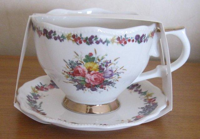 Image 2 of Cup and Saucer for Grandma for use or ornamental, NEW.